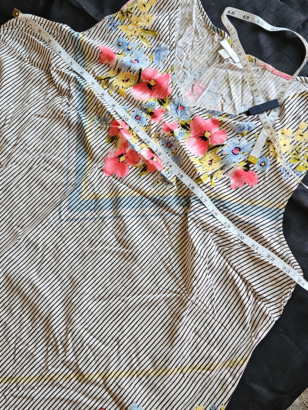 J. Jill Black and White Striped Midi Dress with Floral Accents - Picture 13 of 16